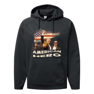 Trump Shot Assassination Attempt American Hero Fist Raised Performance Fleece Hoodie