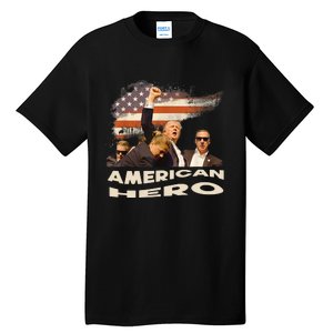 Trump Shot Assassination Attempt American Hero Fist Raised Tall T-Shirt