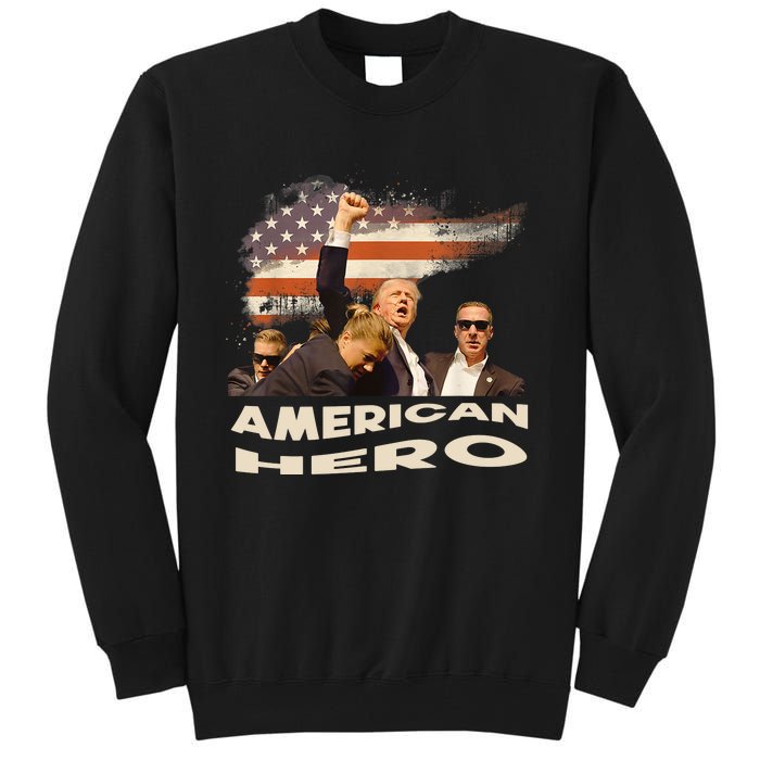 Trump Shot Assassination Attempt American Hero Fist Raised Tall Sweatshirt