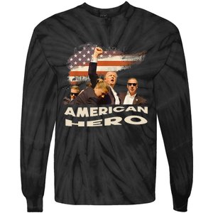 Trump Shot Assassination Attempt American Hero Fist Raised Tie-Dye Long Sleeve Shirt