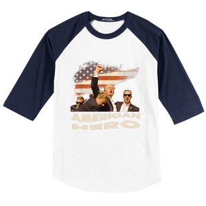 Trump Shot Assassination Attempt American Hero Fist Raised Baseball Sleeve Shirt