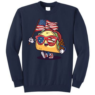 Taco Sunglasses American Flag USA Funny 4th Of July Gifts Tall Sweatshirt