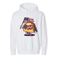 Taco Sunglasses American Flag USA Funny 4th Of July Gifts Garment-Dyed Fleece Hoodie