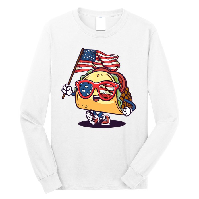 Taco Sunglasses American Flag USA Funny 4th Of July Gifts Long Sleeve Shirt