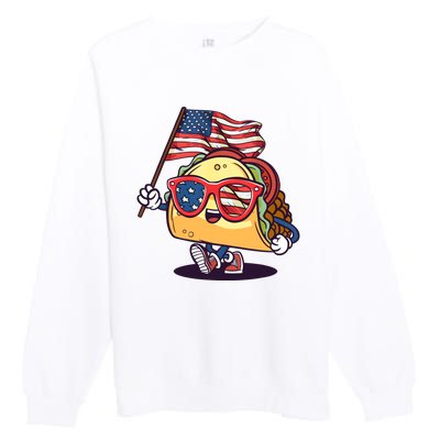 Taco Sunglasses American Flag USA Funny 4th Of July Gifts Premium Crewneck Sweatshirt