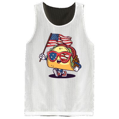 Taco Sunglasses American Flag USA Funny 4th Of July Gifts Mesh Reversible Basketball Jersey Tank