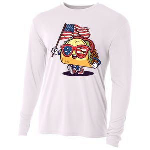 Taco Sunglasses American Flag USA Funny 4th Of July Gifts Cooling Performance Long Sleeve Crew