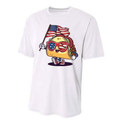 Taco Sunglasses American Flag USA Funny 4th Of July Gifts Performance Sprint T-Shirt