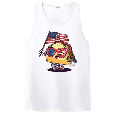 Taco Sunglasses American Flag USA Funny 4th Of July Gifts PosiCharge Competitor Tank