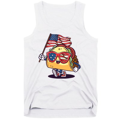 Taco Sunglasses American Flag USA Funny 4th Of July Gifts Tank Top