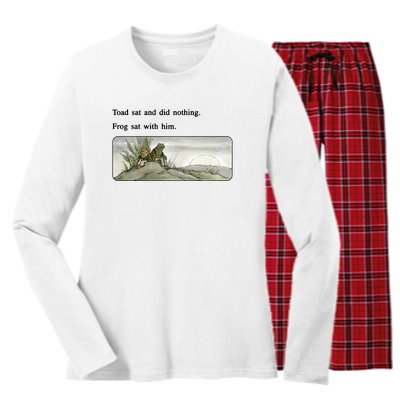 Toad Sat And Did Nothing Frog Sat With Him Apparel Women's Long Sleeve Flannel Pajama Set 