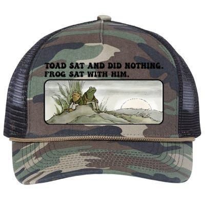 Toad Sat And Did Nothing Frog Sat With Him Retro Rope Trucker Hat Cap