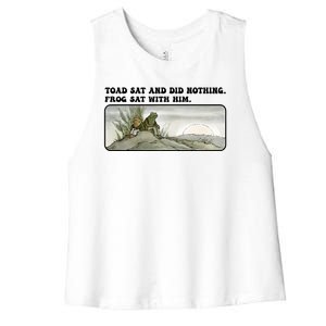 Toad Sat And Did Nothing Frog Sat With Him Women's Racerback Cropped Tank