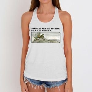 Toad Sat And Did Nothing Frog Sat With Him Women's Knotted Racerback Tank