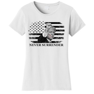 Trump Shooting Assassination Attempt Never Surrender Fight Women's T-Shirt