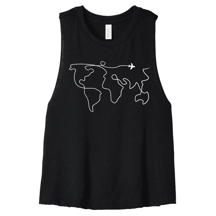 Travel Sweater Adventure Sweater World Map Travel Women's Racerback Cropped Tank