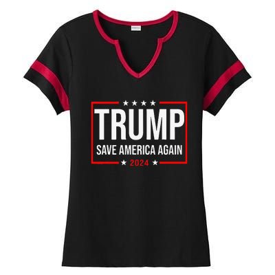 Trump Save America Again 2024 Ladies Halftime Notch Neck Tee