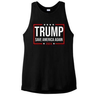 Trump Save America Again 2024 Ladies PosiCharge Tri-Blend Wicking Tank