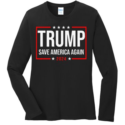 Trump Save America Again 2024 Ladies Long Sleeve Shirt