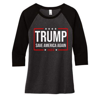 Trump Save America Again 2024 Women's Tri-Blend 3/4-Sleeve Raglan Shirt