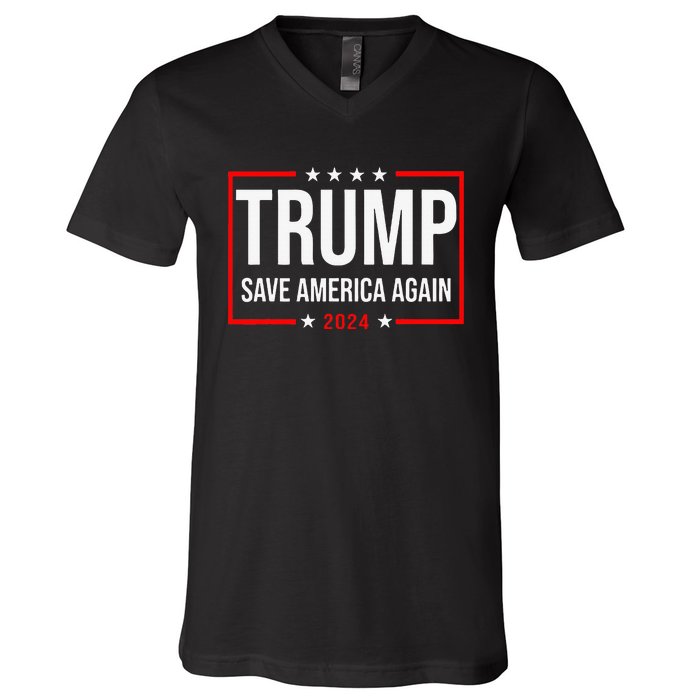 Trump Save America Again 2024 V-Neck T-Shirt