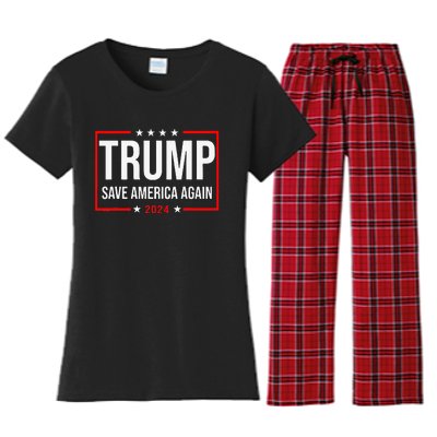 Trump Save America Again 2024 Women's Flannel Pajama Set