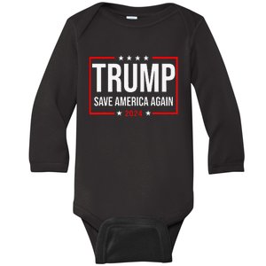 Trump Save America Again 2024 Baby Long Sleeve Bodysuit