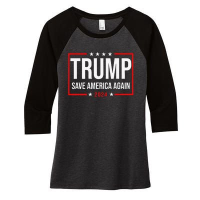 Trump Save America Again 2024 Women's Tri-Blend 3/4-Sleeve Raglan Shirt