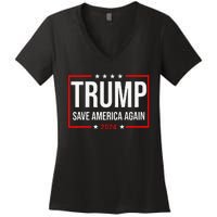 Trump Save America Again 2024 Women's V-Neck T-Shirt