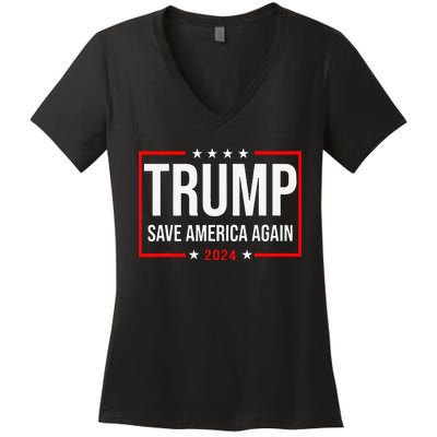 Trump Save America Again 2024 Women's V-Neck T-Shirt