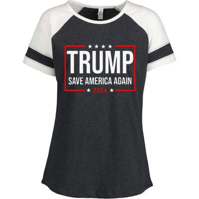 Trump Save America Again 2024 Enza Ladies Jersey Colorblock Tee