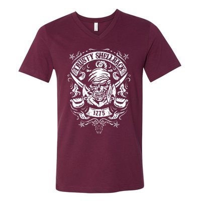 Trusty Skull And Swords Equator Crossing Naval V-Neck T-Shirt