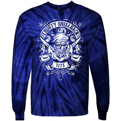 Trusty Skull And Swords Equator Crossing Naval Tie-Dye Long Sleeve Shirt