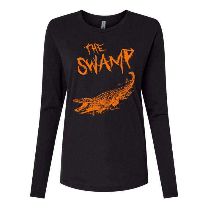 The Swamp Alligator Womens Cotton Relaxed Long Sleeve T-Shirt