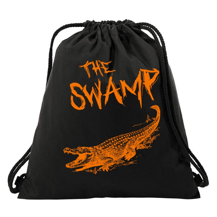 The Swamp Alligator Drawstring Bag