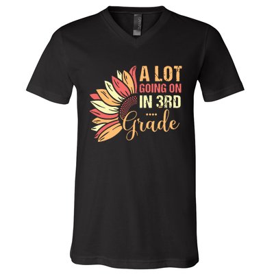 Teacher Student A Lot Going On In Third Grade Back To School V-Neck T-Shirt