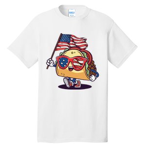 Taco Sunglasses American Flag USA Funny 4th Of July Gifts  Tall T-Shirt