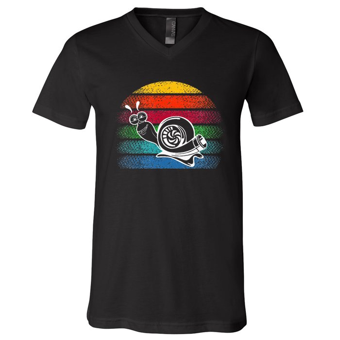 Turbo Snail Boost Racing Team Car Engine Steam Punk Style V-Neck T-Shirt