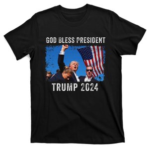 Trump Shot Bloody Ear Bleeding God Bless President Trump T-Shirt