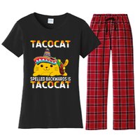 Tacocat Spelled Backward Is Tacocat Mexican party Women's Flannel Pajama Set