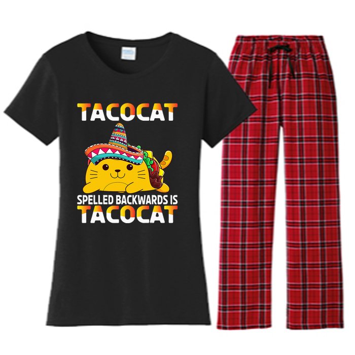 Tacocat Spelled Backward Is Tacocat Mexican party Women's Flannel Pajama Set