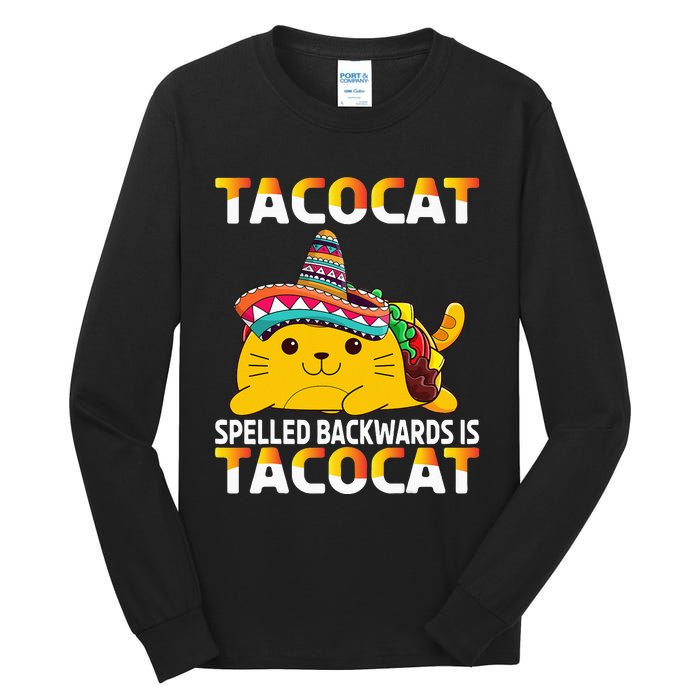 Tacocat Spelled Backward Is Tacocat Mexican party Tall Long Sleeve T-Shirt