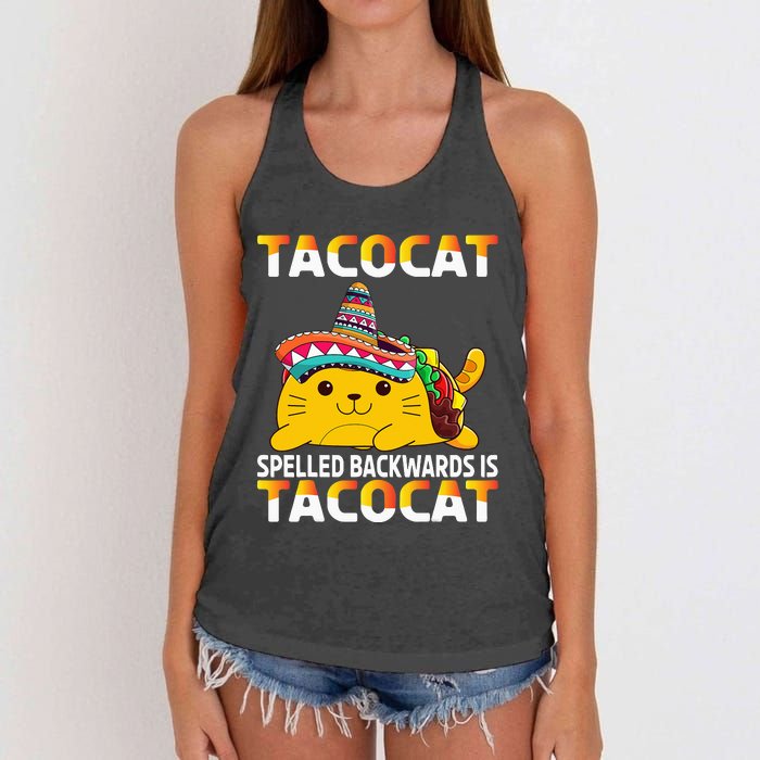 Tacocat Spelled Backward Is Tacocat Mexican party Women's Knotted Racerback Tank