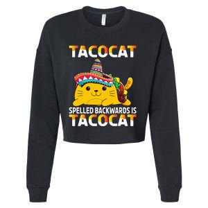 Tacocat Spelled Backward Is Tacocat Mexican party Cropped Pullover Crew