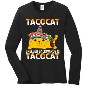 Tacocat Spelled Backward Is Tacocat Mexican party Ladies Long Sleeve Shirt