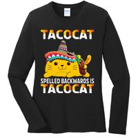 Tacocat Spelled Backward Is Tacocat Mexican party Ladies Long Sleeve Shirt