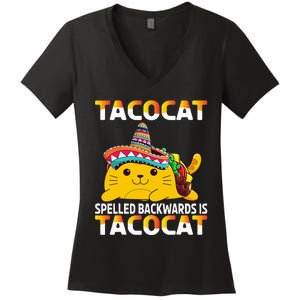 Tacocat Spelled Backward Is Tacocat Mexican party Women's V-Neck T-Shirt