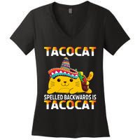 Tacocat Spelled Backward Is Tacocat Mexican party Women's V-Neck T-Shirt