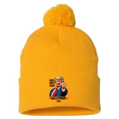 Trump Shot Bulletproof Bloody Ear Bleeding Butler Pa Trump Pom Pom 12in Knit Beanie