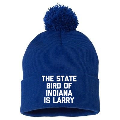 The State Bird Of Indiana Is Larry Funny Basketball Pom Pom 12in Knit Beanie